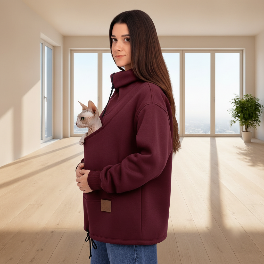 Cozy Pet Carrier Sweatshirt: Cotton Fleece Dog or Cat Clothes Secondary image