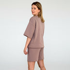 BEIGE HOODED SET: SUMMER T-SHIRT & SHORTS