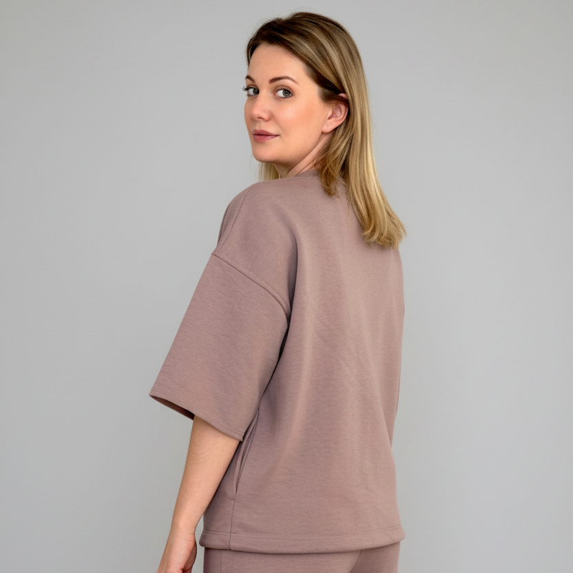 BEIGE HOODED SWEATSHIRT ALTERNATIVE: SUMMER T-SHIRT WITH CAT POUCH