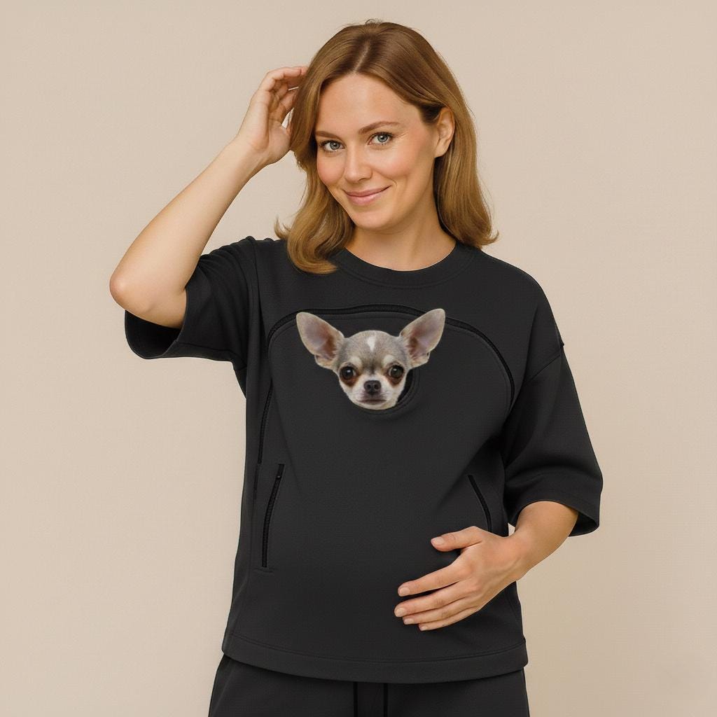 Black Summer Outfits for Women: Pet Carrier Sweatshirt & Shorts Set Secondary image