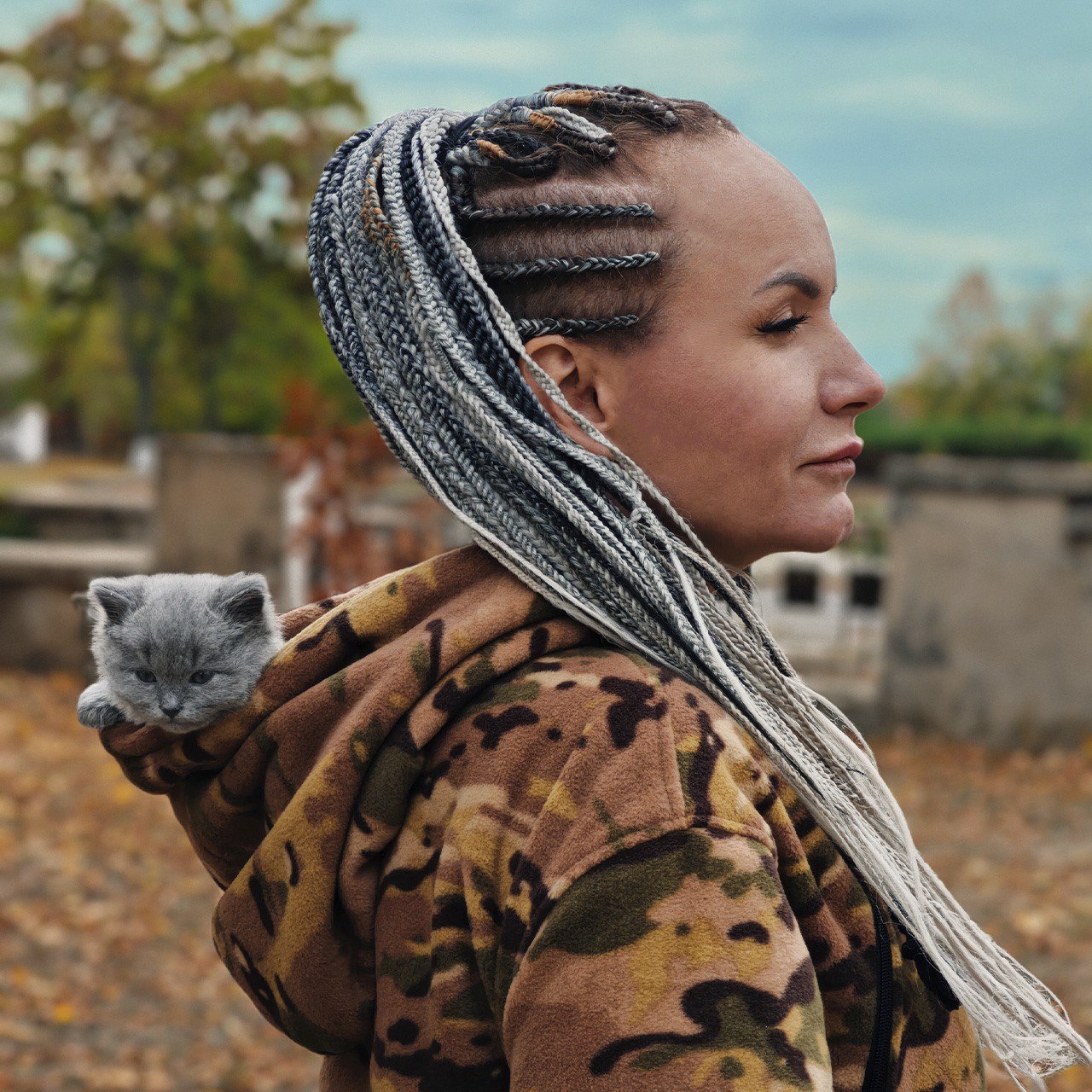 Womens Camo Fleece Hoodie — Universal Sphynx Cat Clothing Style Carrier Pouch Secondary image