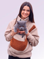 Bouclé Lambswool Pet Carrier Sweatshirt: Cozy Cat & Dog Mom Gift