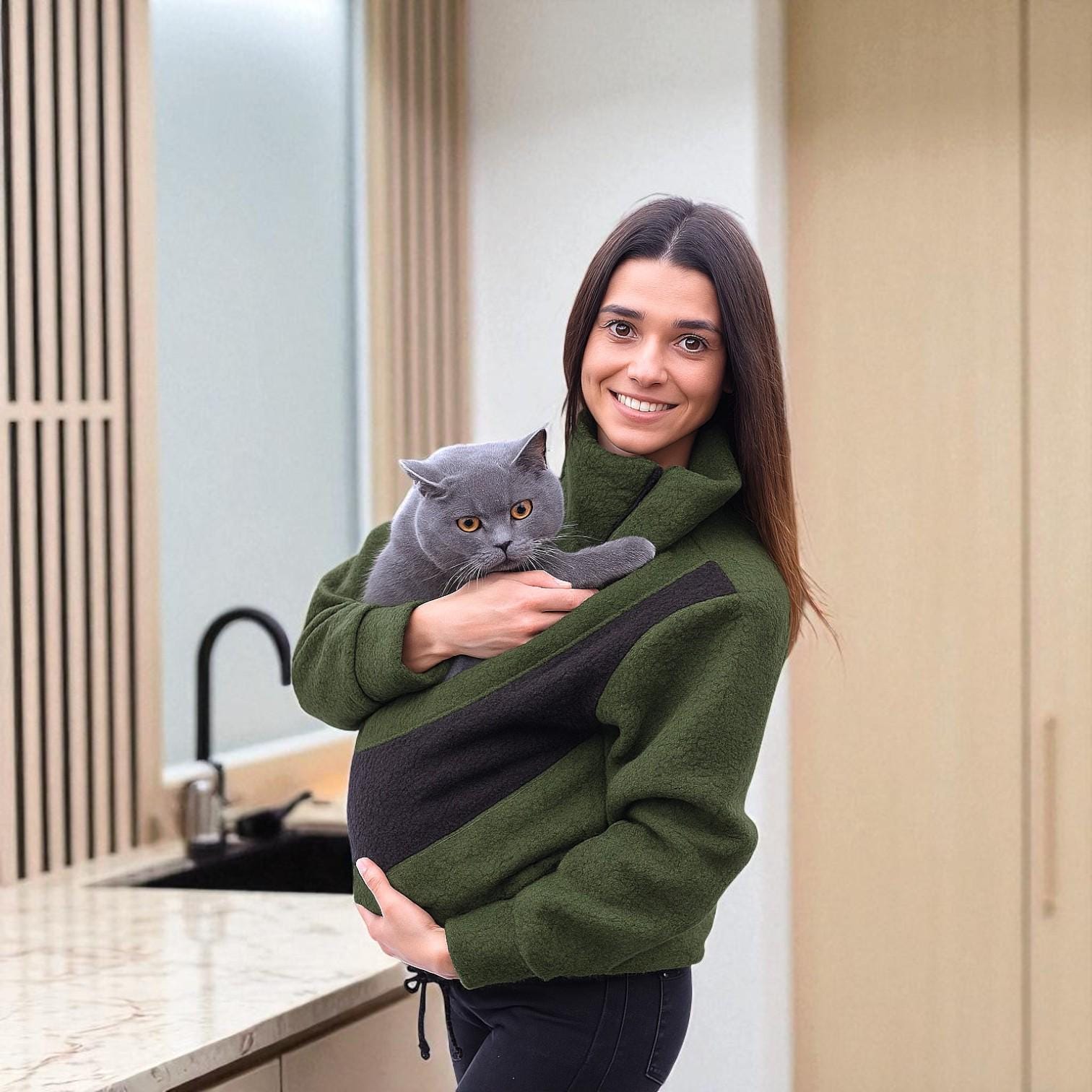 Boucle Pet Carrier Sweatshirt - Kangaroo Pocket Cat or Dog Lover Gift Main image