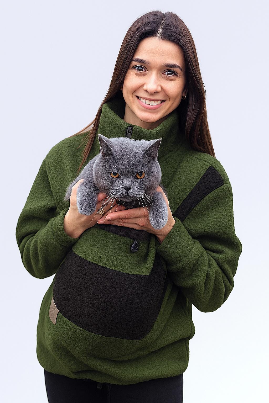 Boucle Pet Carrier Sweatshirt - Kangaroo Pocket Cat or Dog Lover Gift Secondary image