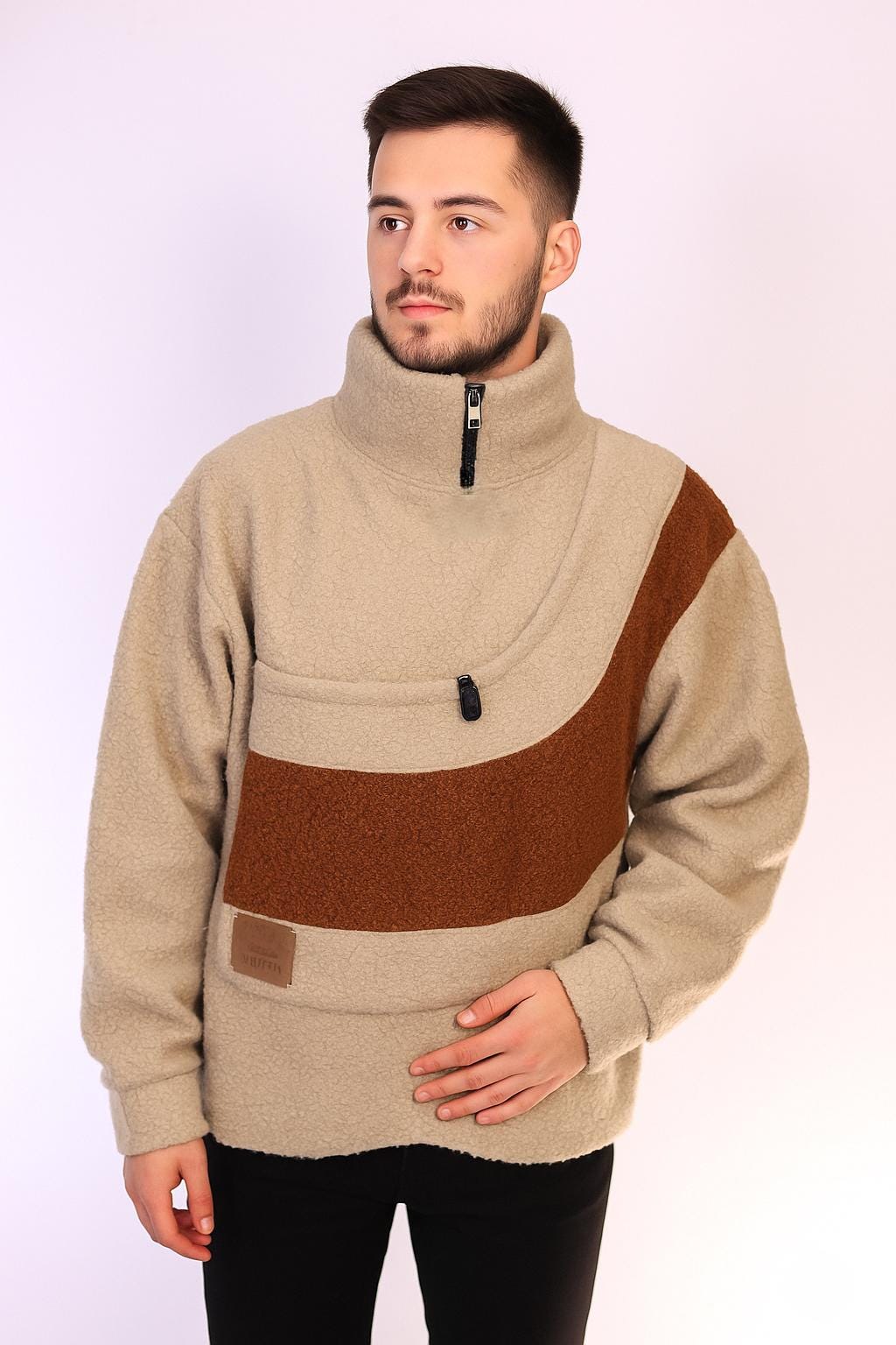 Handmade Pet Carrier Sweatshirt: Boucle Fleece Pullover for Small Pets