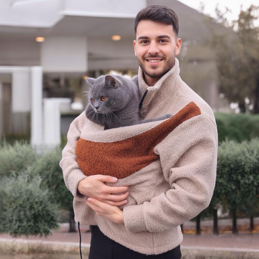 Handmade Pet Carrier Sweatshirt: Boucle Fleece Pullover for Small Pets Main image