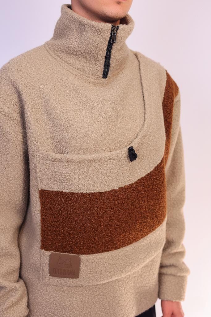Handmade Pet Carrier Sweatshirt: Boucle Fleece Pullover for Small Pets