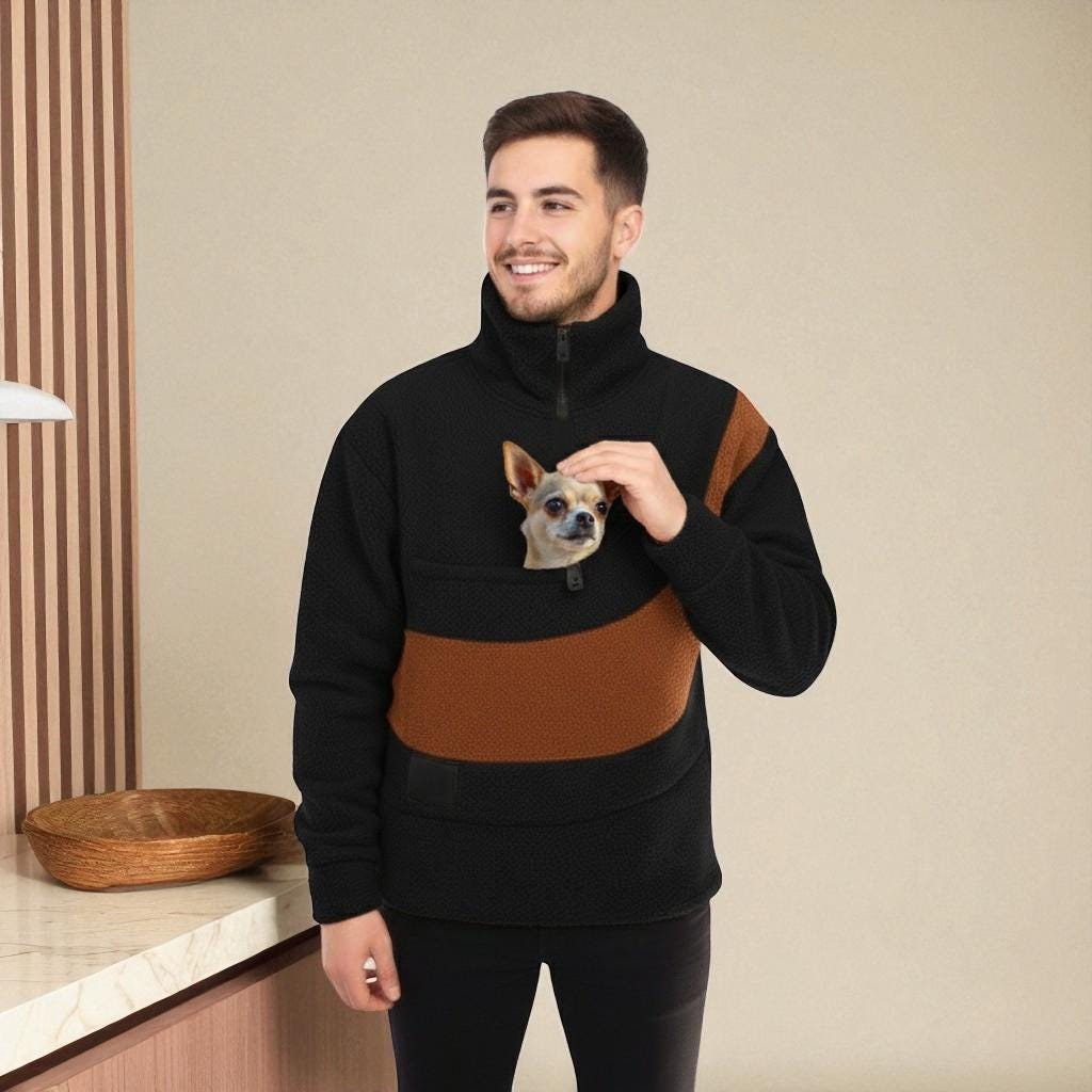 Bouclé Pet Carrier Sweatshirt, Handcrafted Cat and Small Dog Sling