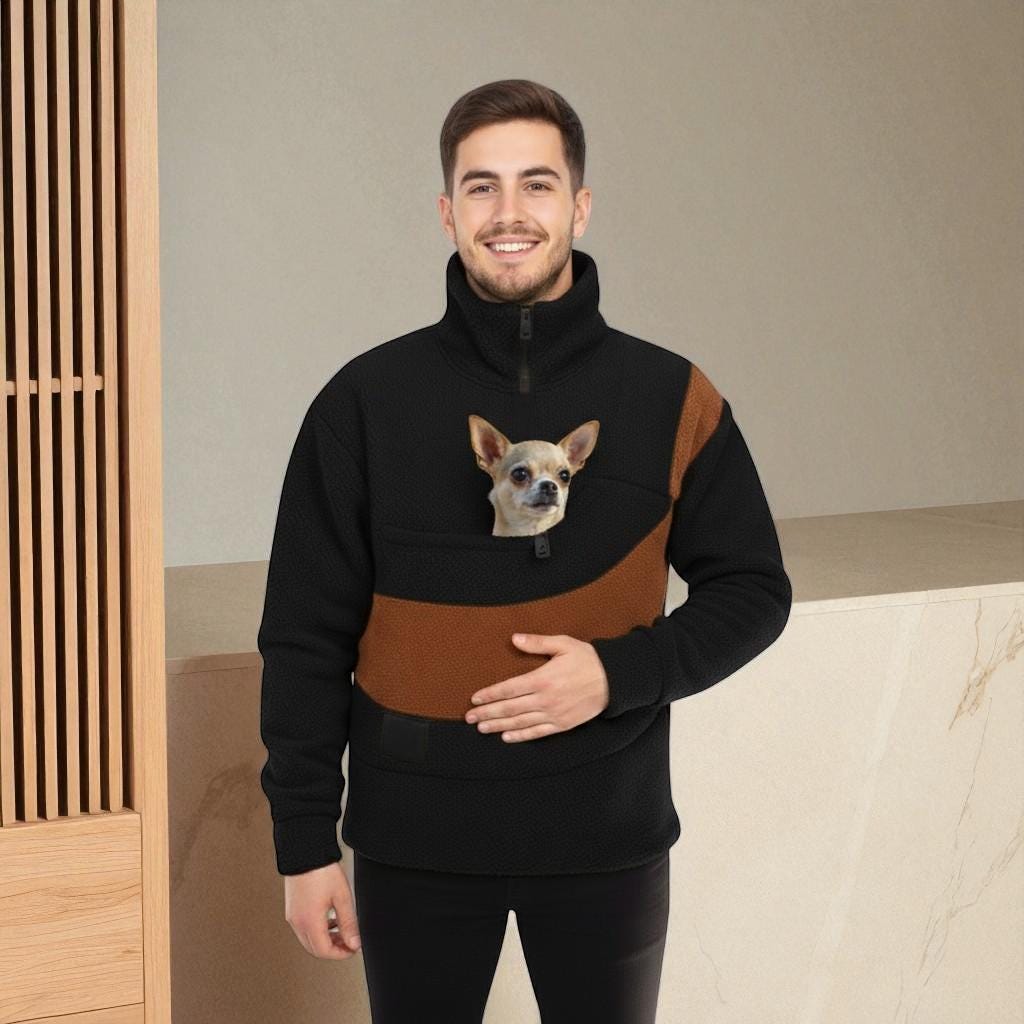 Bouclé Pet Carrier Sweatshirt, Handcrafted Cat and Small Dog Sling Main image