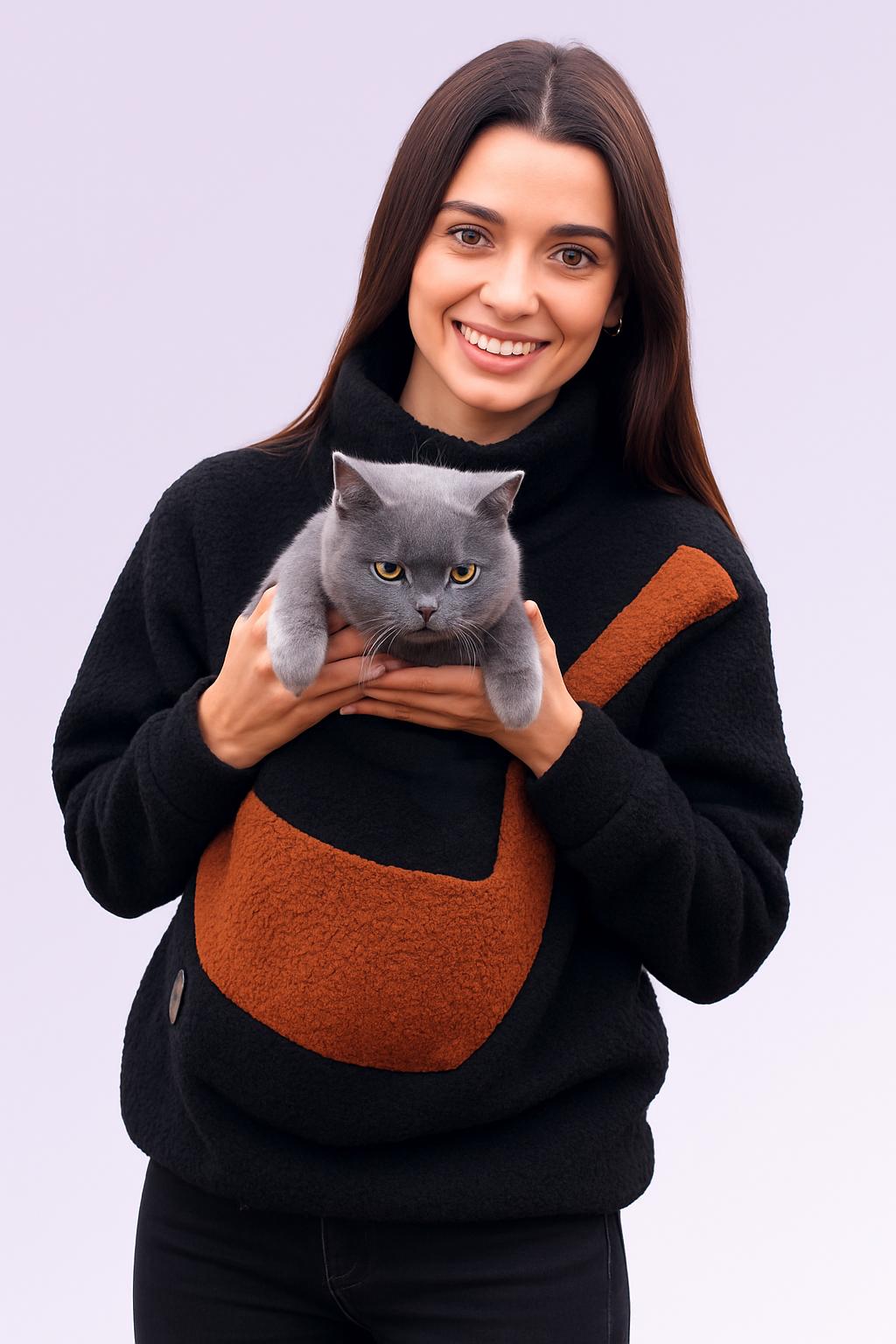 Boucle Pet Carrier Black Sweatshirt, Hands-Free Dog and Cat Sling Main image