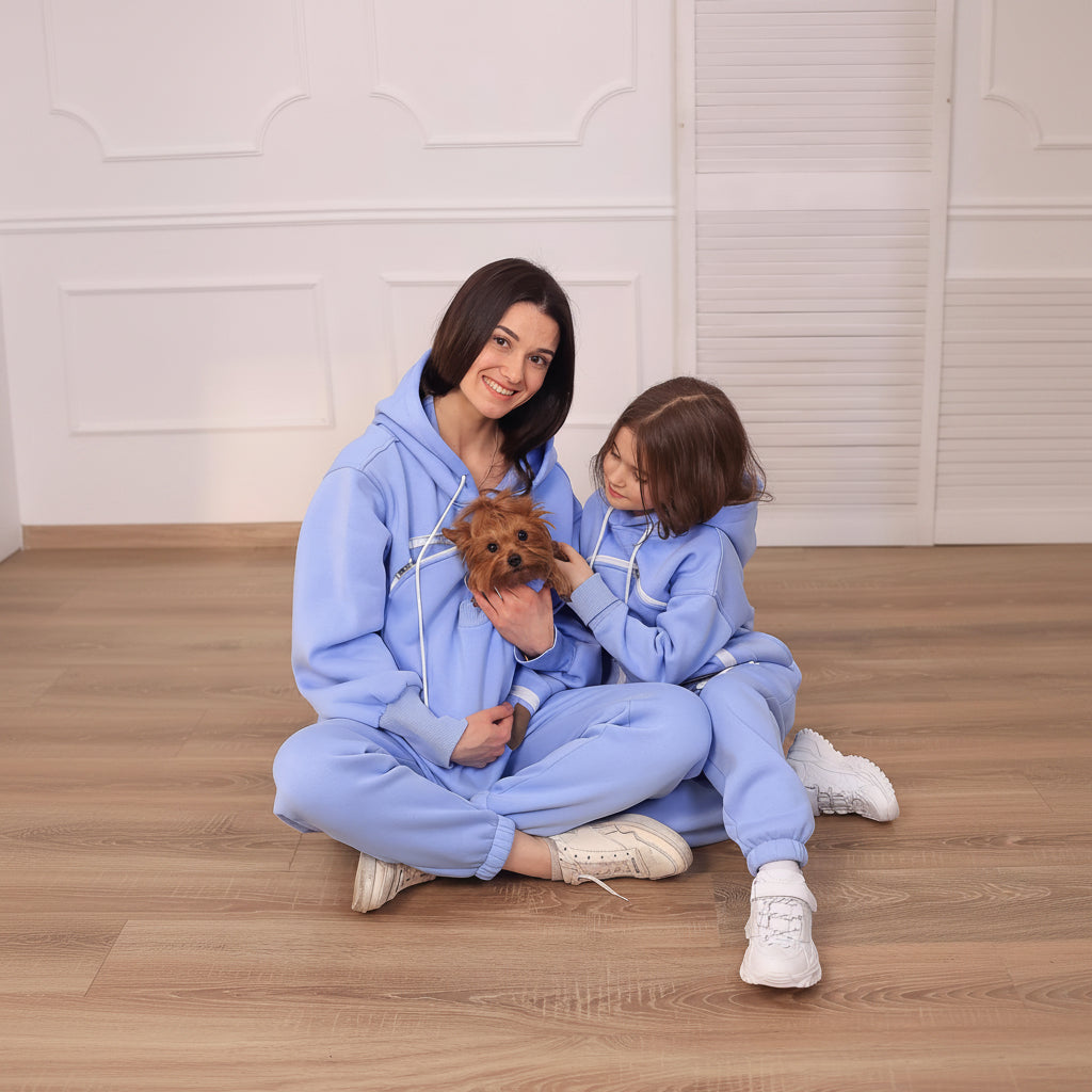 Light Blue Pet Carrier Hoodie with a Snuggle Pouch: Professional Dog Hoodie Clothes Secondary image
