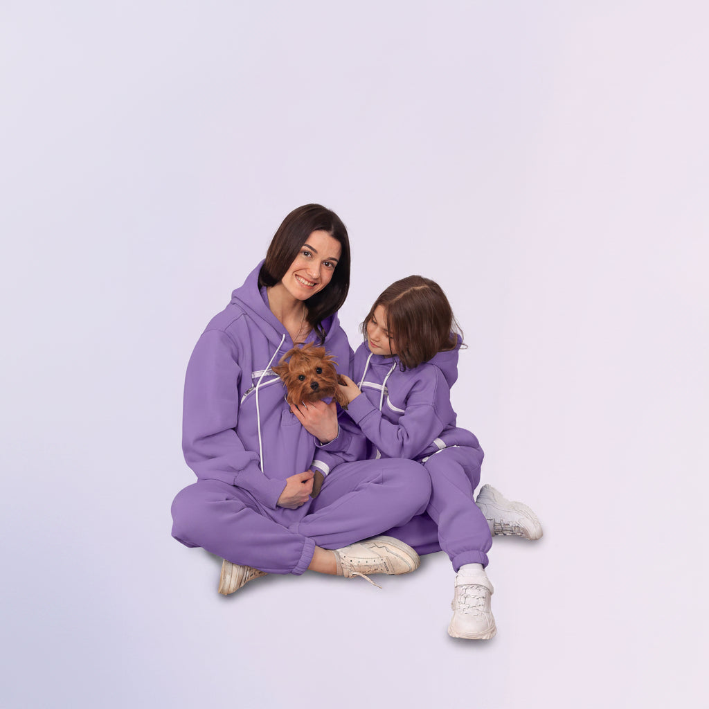 Purple Hoodie Women: Dog Mom Sweater with a Pet Carrier Snuggle Pouch Secondary image