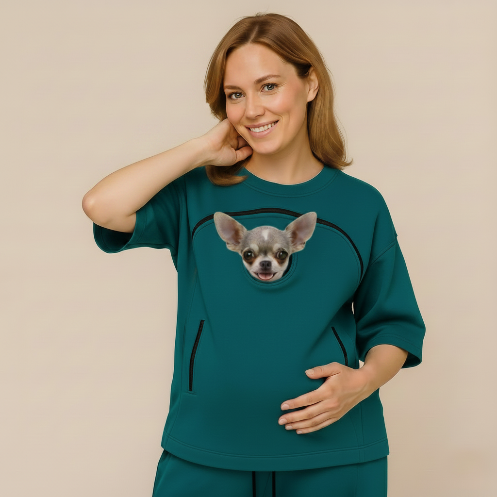 Green Two Piece Set & Coord Set for Women - Kangaroo Pocket Sweatshirt Secondary image